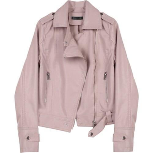 Brand Motorcycle PU Leather Jacket Women Winter And Autumn New Fashion Coat 2 color Zipper Outerwear jacket New 2021 Coat HOT