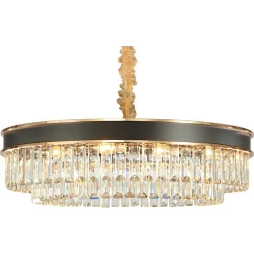 Living Room Lamp Crystal Chandelier Light Luxury Black Lamp Net Red Round Postmodern Villa Simple Dining Room Lamp Bedroom Lamp