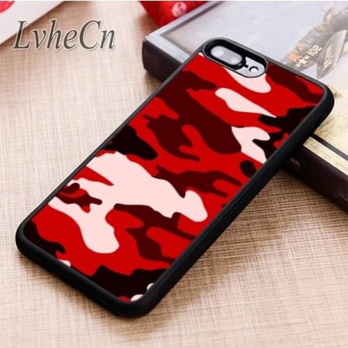 LvheCn Red Army Camo phone Case cover For iPhone 5 6 6s 7 8 plus X XR XS max 11 12 Pro Samsung Galaxy S7 edge S8 S9 S10