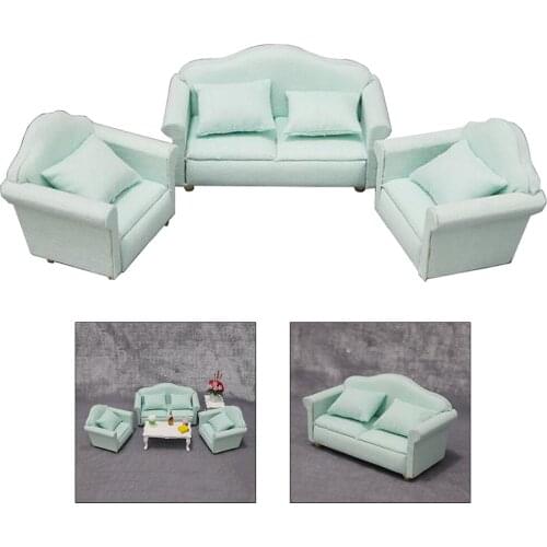 3Pieces 1:12 Miniature Dollhouse Love Seat Sofa Arm Chair Furniture for Doll House Kids Baby Toys Xmas Gift
