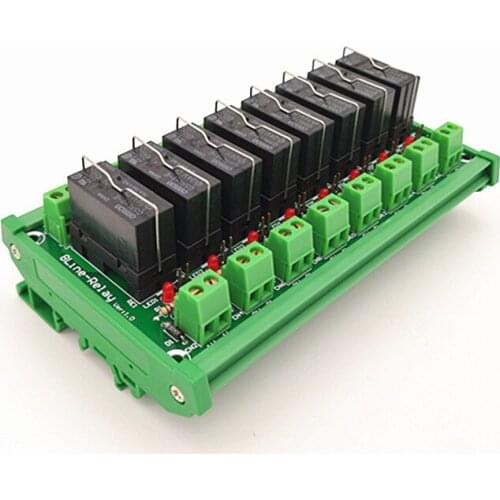 DIN Rail Mount 8 SPDT 16A Power Relay Interface Module,OMRON G5RL-1-E 24VDC Relay
