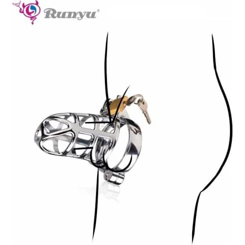 Male Stainless Steel Chastity Device Belt Bird Metal Cage Cock Lock Restraint Ring Sex Toy for Men Chastity Cage