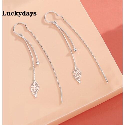Luckydays New Hollow Leaves Earrings for Women Temperament Long Tassel Tea Ear Chain Earring Super Fairy Jewelry