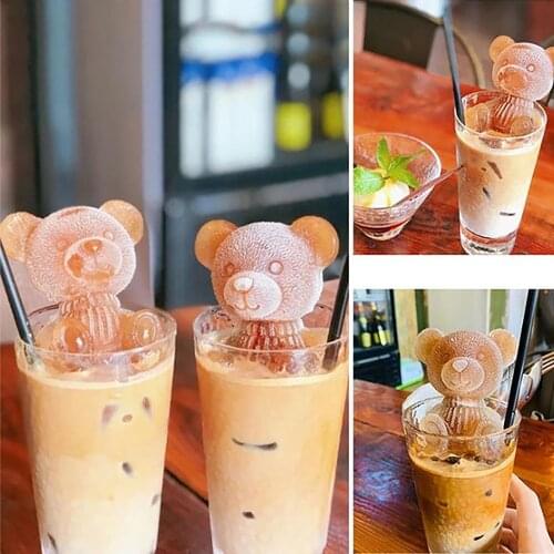 New Teddy Bear Chocolate Silicone Mold Ice Cube Mold Silicone Kitchen Baking Accessories For Drink Coffee Ice Cream Cake Decor