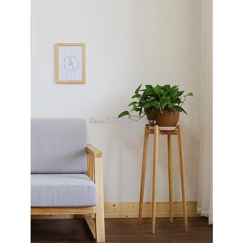 Solid wood flower stand living room shelf indoor floor type succulent green dill single flower pot stand balcony wooden flower s