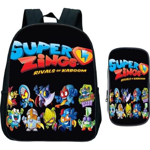 Popular Casual Child Super Zings Backpack Superzings Primary School Bag Kindergarten Bookbag Kids Gift(2pcs Set/Rucksack+Pen Bag