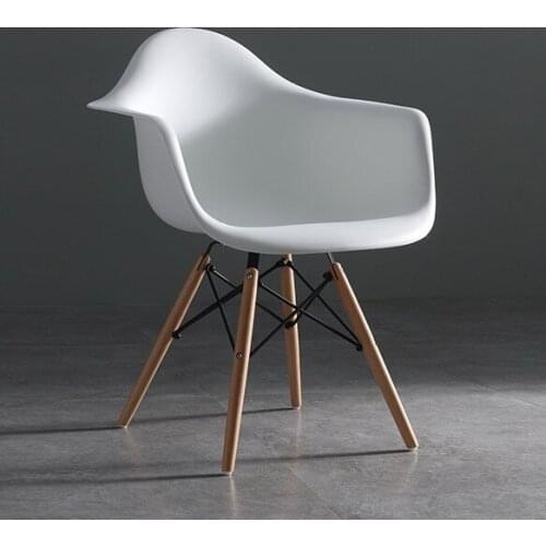 Popular Modern Design Classic famous Plastic seat and Solid Wooden Dining Arm Chair, Loft meeting leisure study nice chair 2PCS