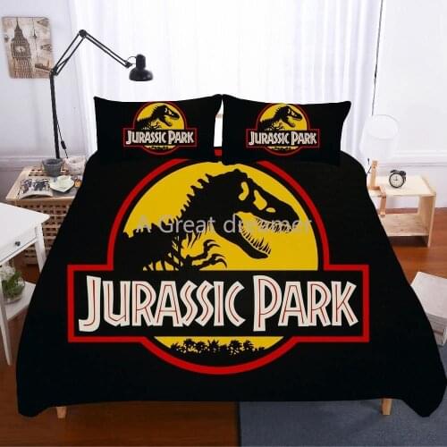 3D Jurassic Park Bedding Set Home Textiles Bed Set Queen Size Bed Comforters Bedroom Set Queen Dinosaur Duvet Cover Set
