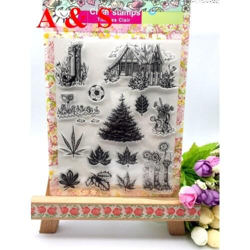 CLEAR STAMPS Spring Tree Leaf Farm Football Scrapbook Card album paper craft silicon rubber transparent stamp