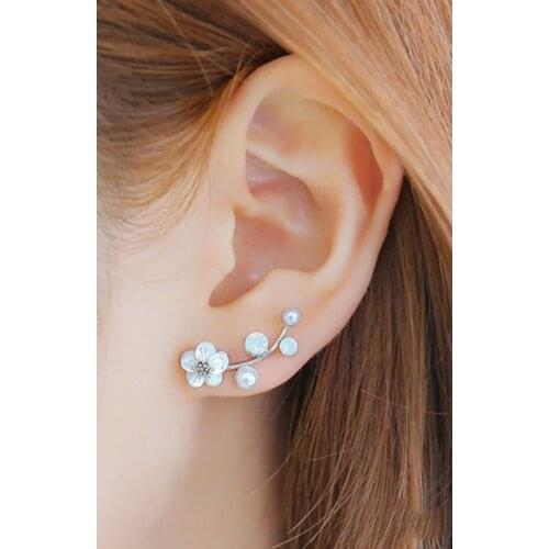 Tiny Flower Ear Climber Small Stud Earring Birthday Gift Women Statement Metal Fashion Jewelry AM3014