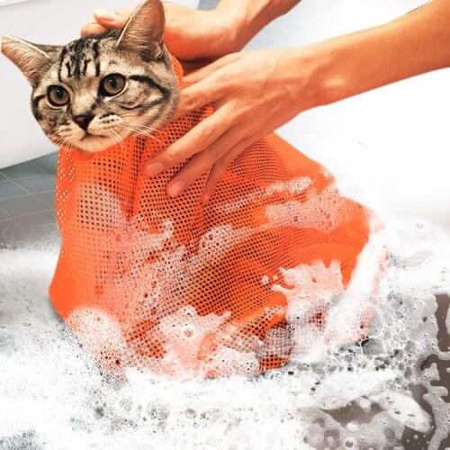 Mesh Cat Bathing Bag Pet Grooming Restraint Supplies Dog Durable Washing Shower Net Anti--Scratching Anti-Bite Cleaning Carrier
