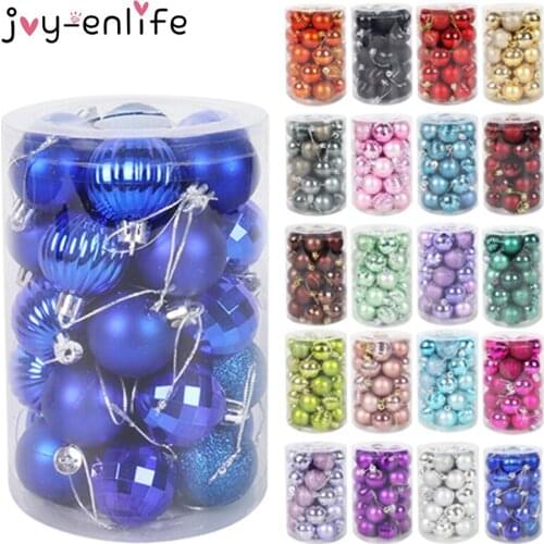 34pcs 4cm New year Merry Christmas Balls Glitter LED Lights Christmas Tree Ornaments Navidad 2021 Christmas Decoration For Home