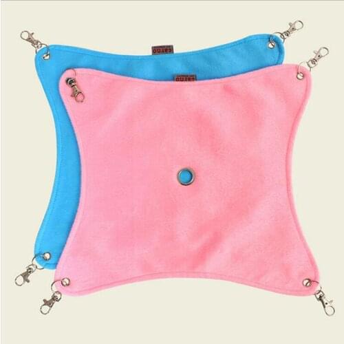 High Quality Suspended Warm Plush Cloth Hamster Hammock Mat Guinea Pig Rabbit Hanging Bed Cage Accessories Pink And Blue