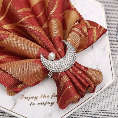 10pcs New hotel tableware diamond-studded star moon napkin buckle wedding napkin ring napkin ring