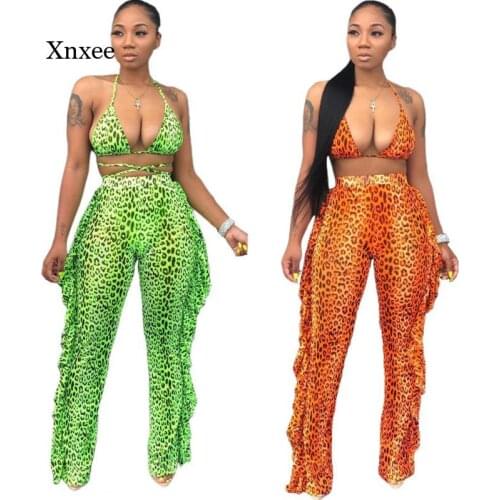 2021 Summer Tie Dye Pants Two Piece Suit Printing Crop Tops Set Fashion Women High Waisted Hollowed Out Slim Fit Outfits Clothes