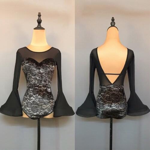 Mesh Ballroom Practice Wear Women Stage Costume Sexy Latin Dance Tops Designer Clothes Salsa Dancewear Tap Dance Outfit JL2534