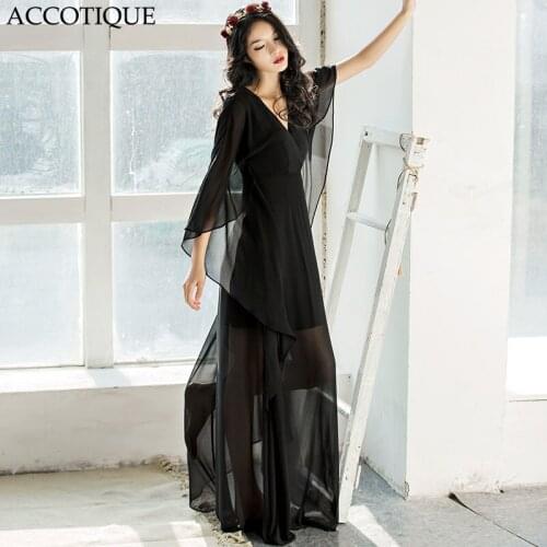 High Quality 2017 New Summer Womens Black White Solid Long Maxi Dress Female Patchwork Elagant V-Neck Floor Length Dresses