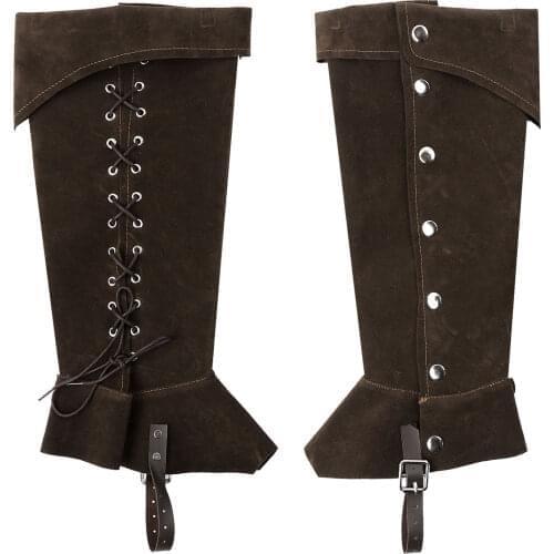 1 Pair Men Shoes Cover Vintage Renaissance Medieval Boots Frosted Leather Knee High Cover Halloween Fancy Cosplay Pirate Costume