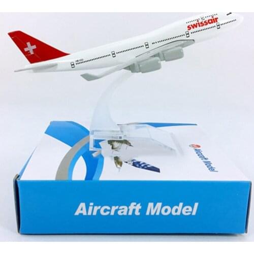 16CM 1:400 B747-400 model SWISS airlines SWISSAIR with base metal alloy aircraft plane collectible display model