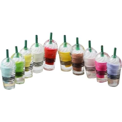 20Pcs Mini Resin Ice Cream Milk Tea Straw Cup Flatback Scrapbook DIY Manual Home Figurines Micro landscape Phone Shell Decor