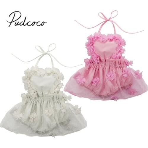 2019 Baby Summer Clothing Newborn Baby Girl Tulle Chiffon Dress Jumpsuit Bodysuit Solid Outfits Ruffled Princess Gown Clothes