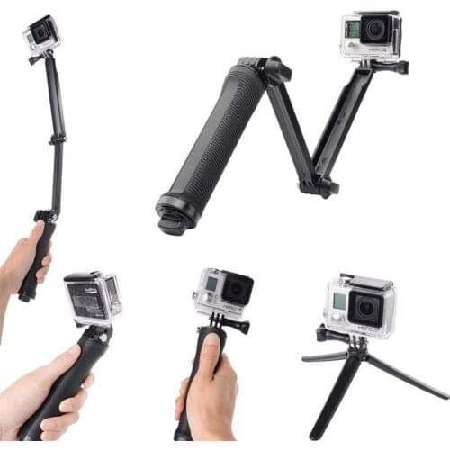3 Way Grip Waterproof Monopod Selfie Stick For Gopro Hero 5 6 4 Black Session SJ4000 for Xiaomi Yi 4K Sports Camera Tripod Stand