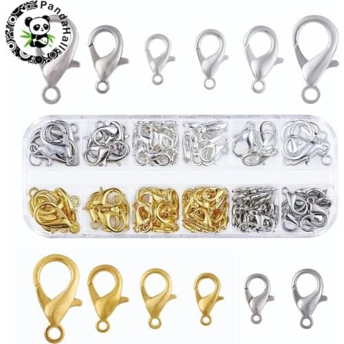 40pcs/box Mixed Color Zinc Alloy Lobster Clasps Hook for Necklace Bracelet Jewelry Making DIY 12~21X 6~12mm Hole:1.5~ 2mm