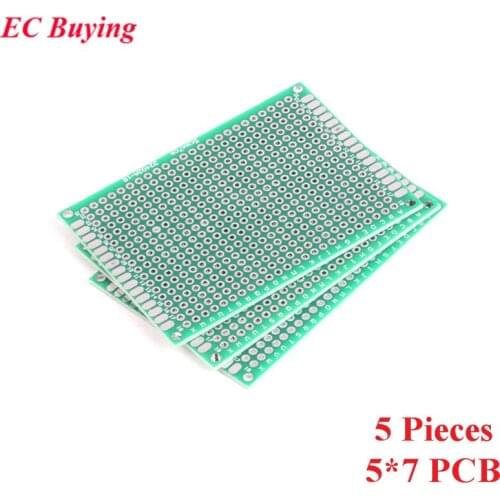 5pcs 5x7cm Double Side Prototype PCB Universal Printed Circuit Board DIY For Arduino 2.54mm Glass Fiber 5*7cm 50x70mm 50*70mm