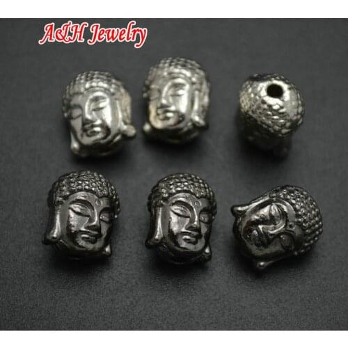 50pcs DIY Findings 8x10mm Gun Black Ancient Silver Solid Alloy Buddha Heads Charms For Bracelets and Necklace Making Beads