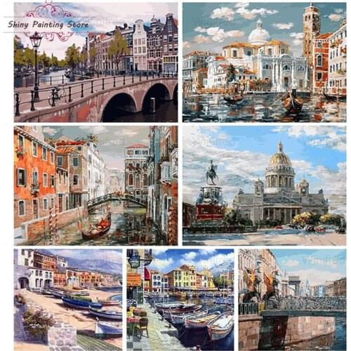 5D DIY Diamond Painting Venice Watertown Scenic Full Square Round Drill Landscape Diamond Embroidery Mosaic Picture Cross Stitch