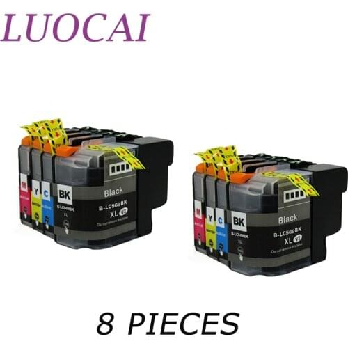 8 pieces LC569 LC569XL LC565 LC565XL LuoCai Compatible ink cartridges For Brother MFC-J3520 MFC-J3720 Printers