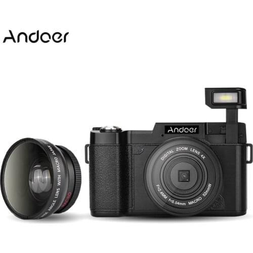 Andoer CDR2 1080P 15fps Full HD 24MP Digital Video Camera 4X Flashlight DV Anti-shake 24MP Camcorder Wide-angle Lens