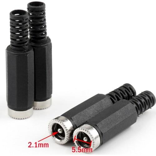 Artudatech 100 Pcs 5.5x2.1mm DC Power Cable Female Plug Connect Socket Adapter Connector Jack Accessories Parts