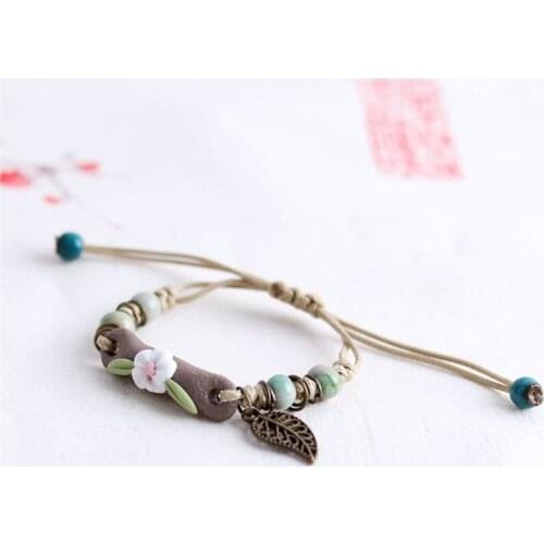 Ethnic Style Handmade Bracelet Jewelry Creative Personality Pinch Flower Woven Bracelet Vintage Girl Womens Accessories