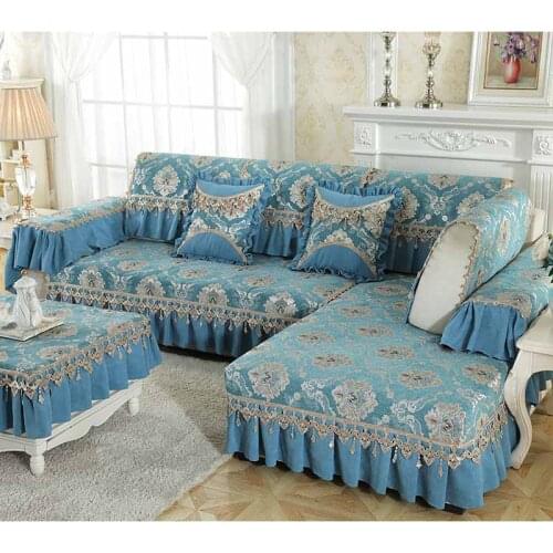 1pcs Chenille jacquard Sofa Cover Warm Slip Resistant Slipcover Seat Couch Cover 17cm Lace Edge Sofa Towel Furniture covers