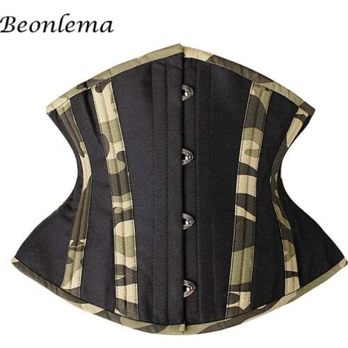 Womens Corset 24 Steel Bones Waist trainer Modeling Straps Adjustable Corset Slimming Steampunk Green Corset Plus Size XXXL New