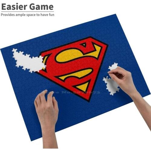 Superhero Classic Logo Jigsaw Puzzle Game Wooden Toys Assembling Picture Games Toys Comic Comic Book Superhero Hero Man Logo