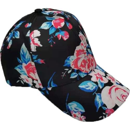 2021 Summer Satin Baseball Cap Snapbacks Hat Flower Cap Pasting adjustable Flat Cap for Men and Women