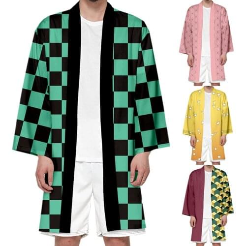 Demon Slayer Kimetsu No Yaiba Tanjiro Kamado Cosplay Costume Cloak Kimono Haori Yukata Zenitsu Disfraz Halloween Anime Clothes