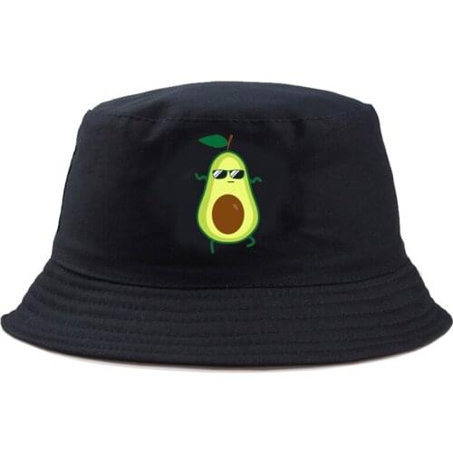 Avocado Fashion Cute Woman Bob Cap Kawaii Panama Cap Sunscreen Men Cartoon Bucket Hat Pattern Summer Cap Fisherman