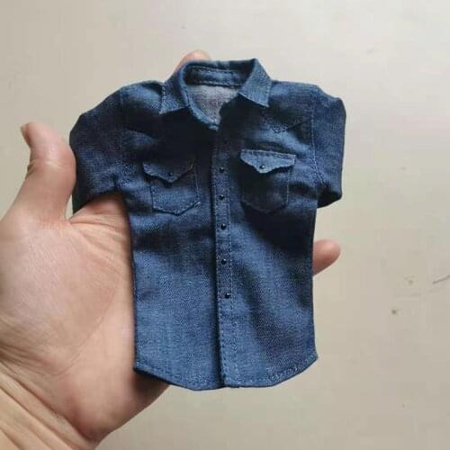 1/6 Scale Trendy Soldier Thin Style Slim-fit Denim Shirt Fits 12'' Action Figure Narrow Shoulder Body Model Clothing Accessories