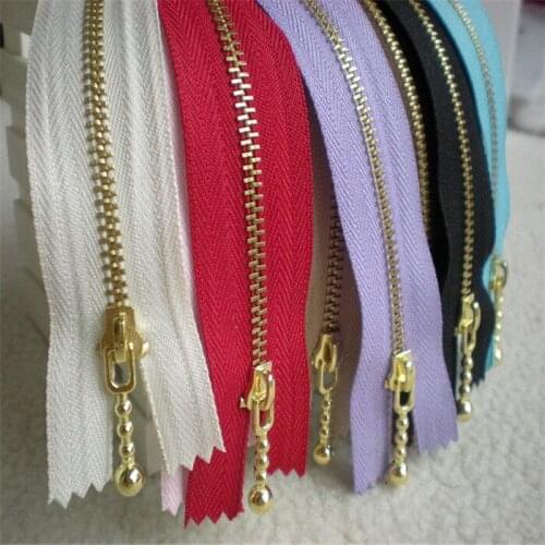 20CM 16 PCS Mixed Colors 3# Light Gold Brass Metal Zippers For DIY Handmade Accessory Tailor Sewing Craft Bag Garment Material