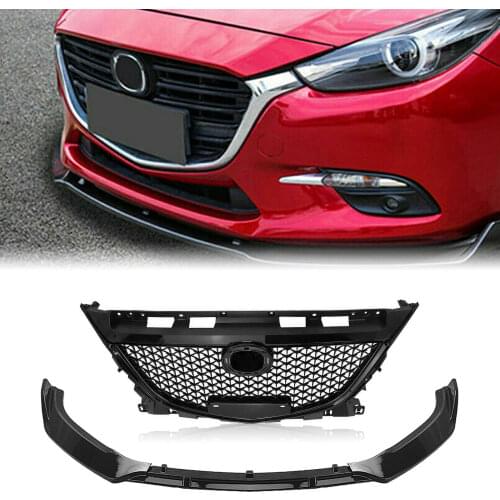 Front Upper Grille Honeycomb Grill Spoiler For Mazda 3 Axela 2014-2016 Car Exterior Lower Bumper Lip Main Racing Grills Body Kit