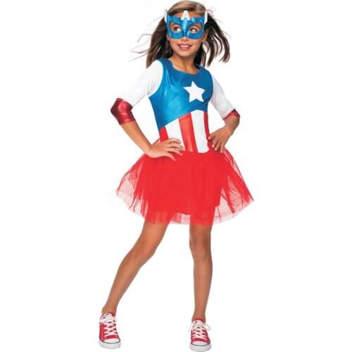 SuperHero Girls Dress Costume for Kids TuTu Dress Halloween Costume (3-9Years) Captain Girls Party Dress