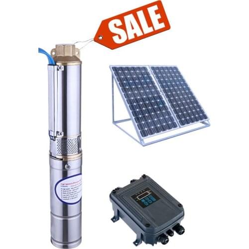 0.5hp 1hp solar water pump brushless submersible dc pump for bore deep well irrigation powered with solar panel set