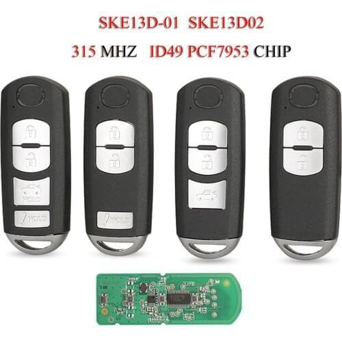 Kutery 5PCS/Lot Remote Smart Car Key For Mazda 3 6 CX5 MX5 Axela Miata 2/3/4Buttons 315Mhz ID49Chip SKE13D01 SKE13D02