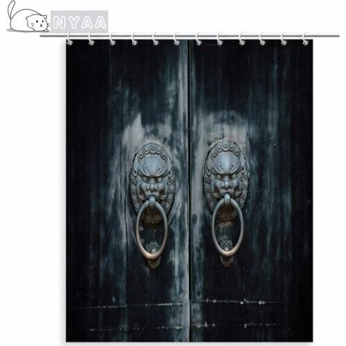 Old Vintage Wood Doors Shower Curtains Decorative Waterproof Polyester Fabric Bathroom Curtain Set Home Bath Decor With Hooks