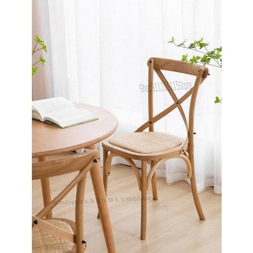 Dining Chair Family Back Small Wooden Chair Coffee Restaurant Wedding Photography Rattan Stool French Solid Wood Antique Chair