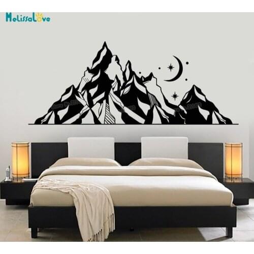 Vinyl Wall Decal Mountains Landscape Moon Star Art Nature Wall Stickers Home Decor Living Room Bedroom Art Unique Gift YY708