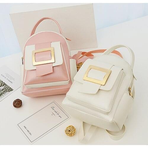 Big Capacity Women Backpack Fashion Color Matching Small Backpack Ladies Shoulder Crossbody Bag Soft Leather Female Min